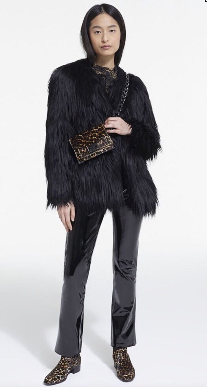RESERSIBLE BLACK HOBO FAUX FUR COAT size medium
